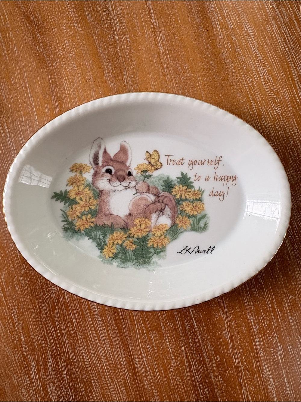 Vintage White Bunny Ceramic trinket or candy Dish